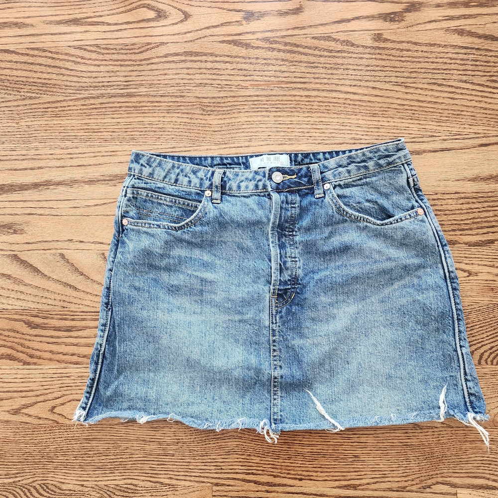 We the Free, Free People Denim Mini Skirt Blue Women Size 31 Button Fly